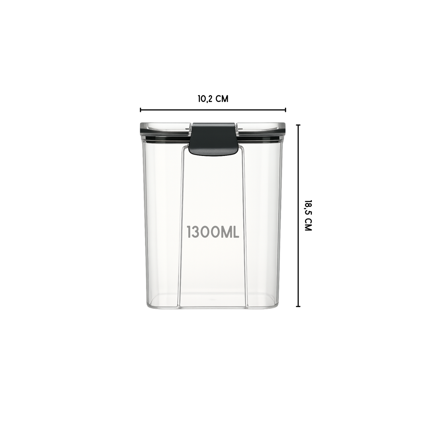 Voorraadpotten set van 5 – 1300 ml – Luchtdichte bewaardozen – Vershoudbakjes – Voedselcontainers – Bewaarpotten – Kunststof – BPA-vrij – Stapelbaar – Transparant – Voor pasta, ontbijtgranen, rijst, snoep, suiker