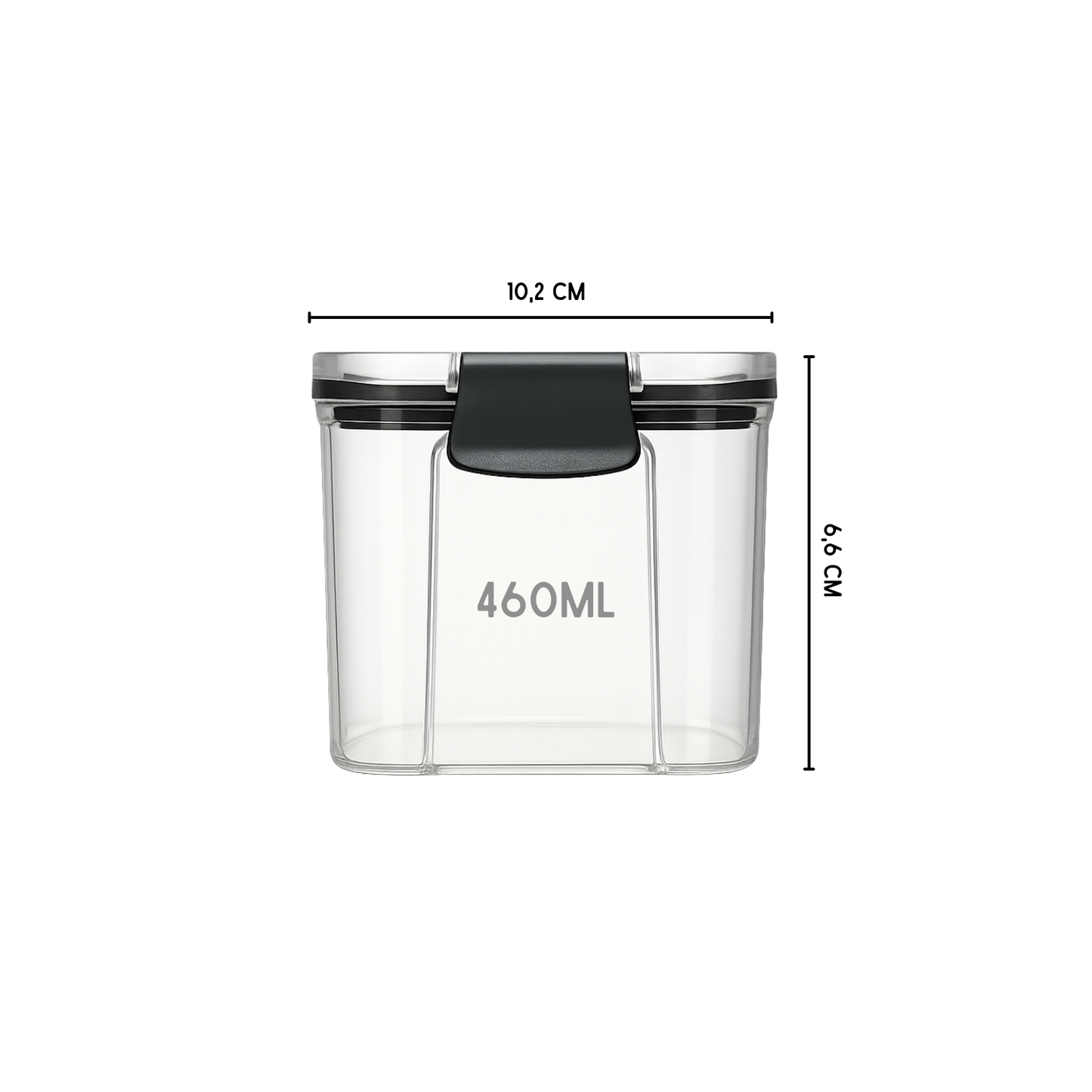 Voorraadpotten set van 5 – 460 ml – Luchtdichte bewaardozen – Vershoudbakjes – Voedselcontainers – Bewaarpotten – Kunststof – BPA-vrij – Stapelbaar – Transparant – Voor pasta, ontbijtgranen, rijst, snoep, suiker