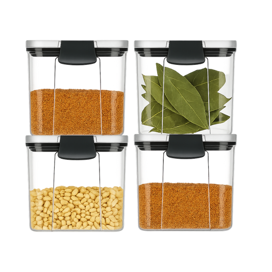 Voorraadpotten set van 5 – 460 ml – Luchtdichte bewaardozen – Vershoudbakjes – Voedselcontainers – Bewaarpotten – Kunststof – BPA-vrij – Stapelbaar – Transparant – Voor pasta, ontbijtgranen, rijst, snoep, suiker