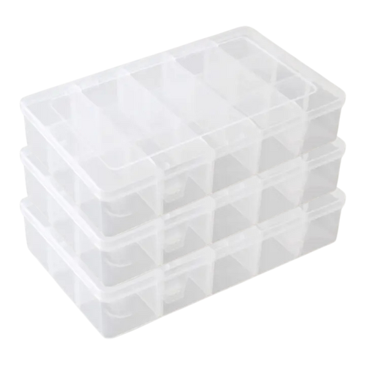 Transparante opbergbox met 15 vakken – Organizer voor kleine spullen – Set van 3 stuks