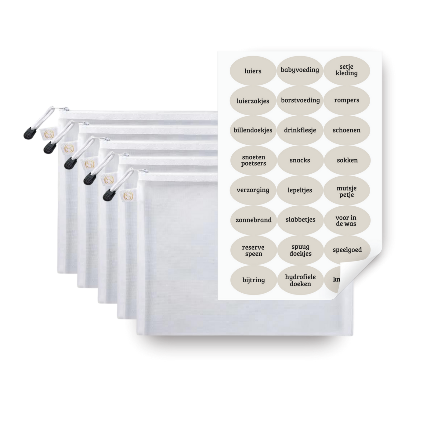 Luiertas Organizer Set | 20 Sluitzakjes & Stickervel | Sisty Organizing
