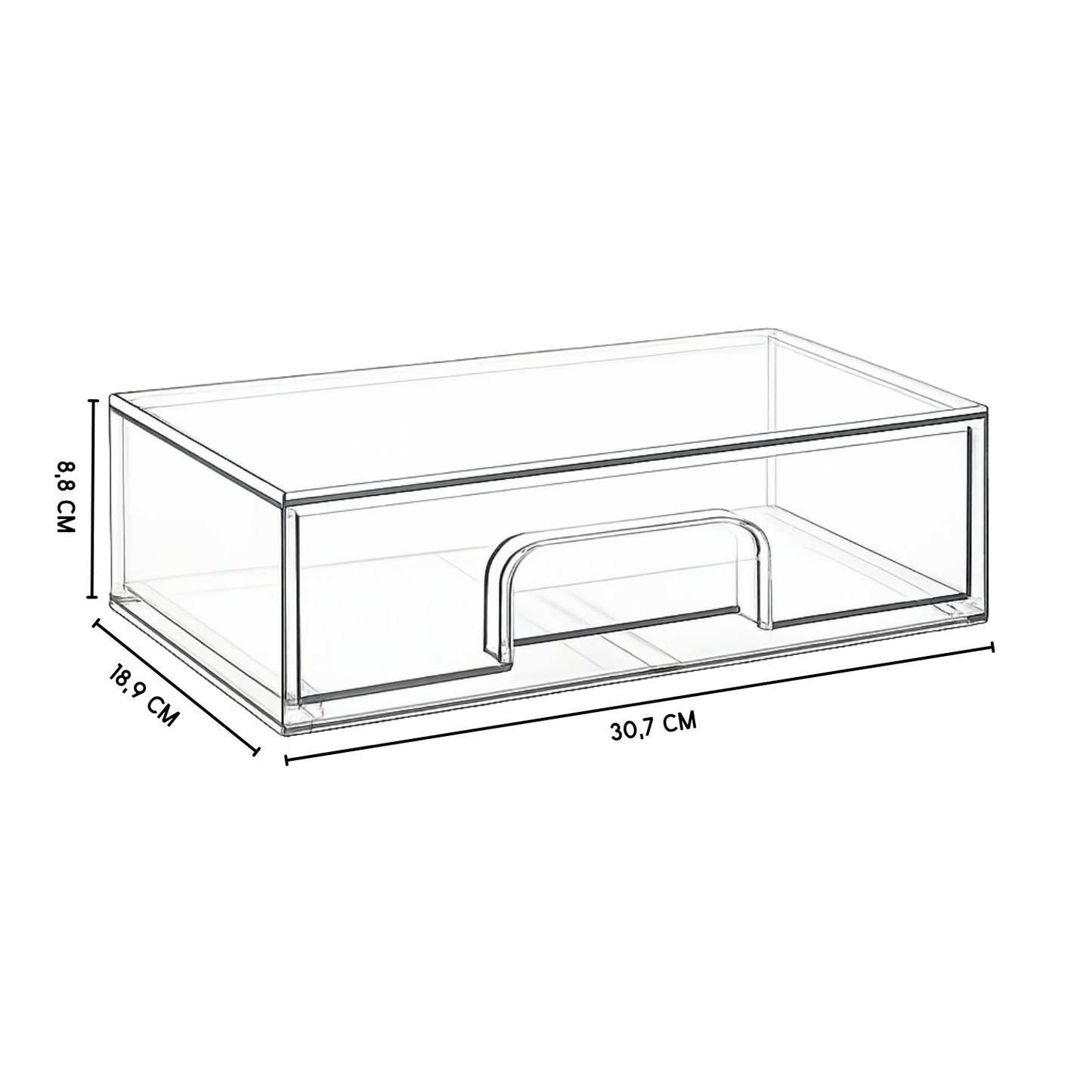 Transparante opbergbakjes met schuiflade - set van 3  | Stapelbare opbergboxen – Met antislip – Voor make-up, het gootsteenkastje of voor dagelijkse items