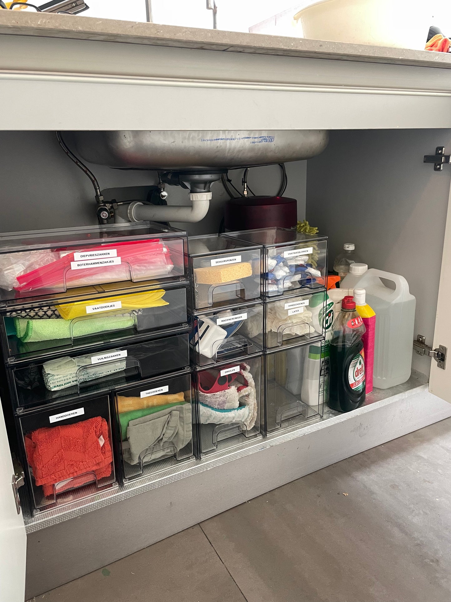 Transparante opbergbakjes met schuiflade - set van 4  | Stapelbare opbergboxen – Met antislip – Voor make-up, het gootsteenkastje of voor dagelijkse items (kopie)