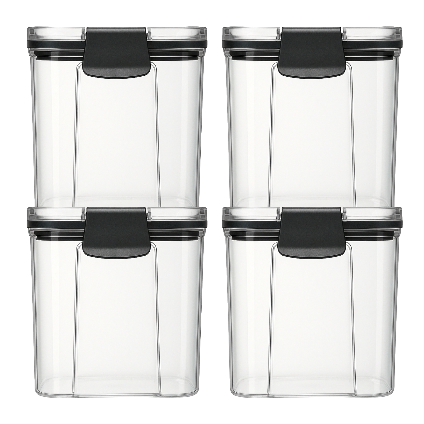 Voorraadpotten set van 5 – 950 ml – Luchtdichte bewaardozen – Vershoudbakjes – Voedselcontainers – Bewaarpotten – Kunststof – BPA-vrij – Stapelbaar – Transparant – Voor pasta, ontbijtgranen, rijst, snoep, suiker