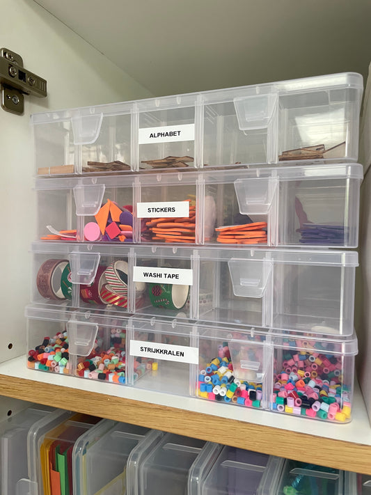 Transparante opbergbox met 15 vakken – Organizer voor kleine spullen – Set van 3 stuks