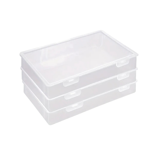 Set van 3 transparante opbergboxen (A4-formaat) – Organizer voor papier, knutselspullen en administratie