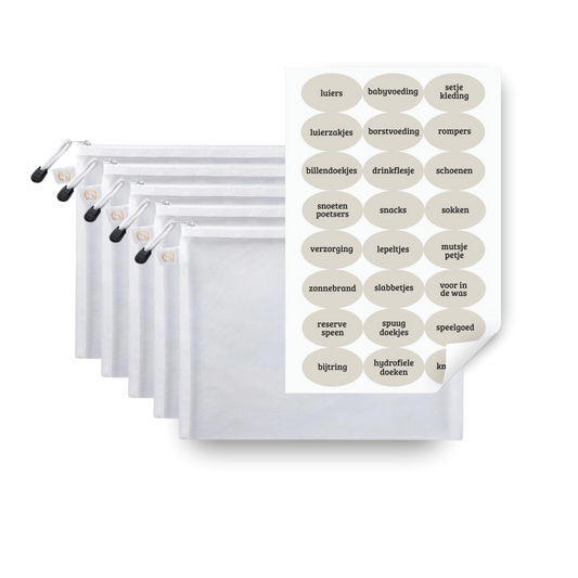 Luiertas Organizer Set | 20 Sluitzakjes & Stickervel | Sisty Organizing